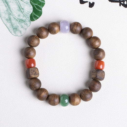 xy0435沉香+翡翠南红手串 商品图0