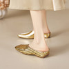 【预售5天】金色编织包头拖新款方头内增高平底拖真皮拼接通勤配裙穆勒鞋MBJR&6920 商品缩略图3