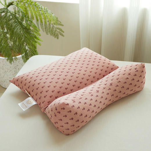 五星睡眠 健康护颈~【多彩全棉荞麦牵引枕】中间可拆卸 100全棉双层纱 天然荞麦填充 护颈助眠 贴合头肩稳定支撑  枕套可拆洗 商品图3