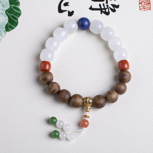xy0432沉香+和田玉青金石手串 商品图0