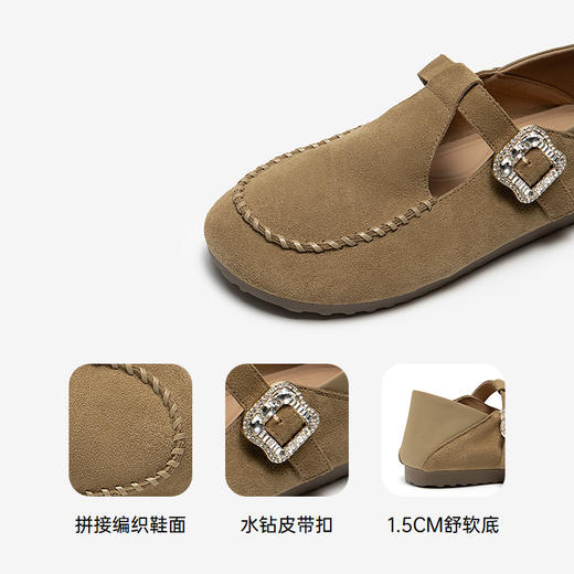 千百度复古全包勃肯鞋女款薄底玛丽珍休闲平底单鞋A25487302 商品图3