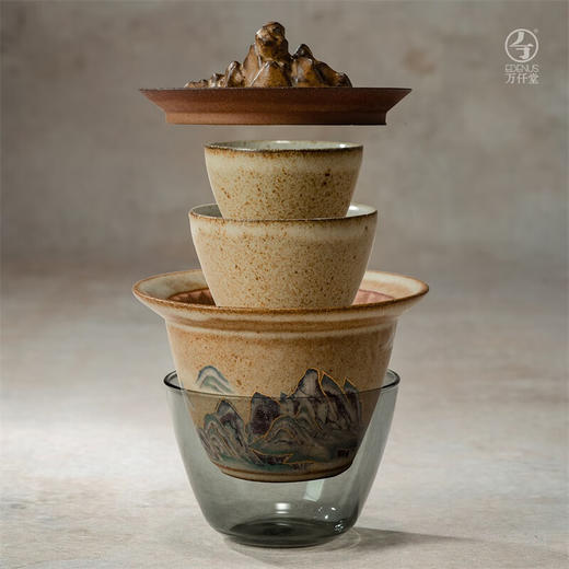 万仟堂（Edenus）旅行茶具套装 敦煌联名高档便携快客杯 越过山丘A 叶黄釉 商品图6