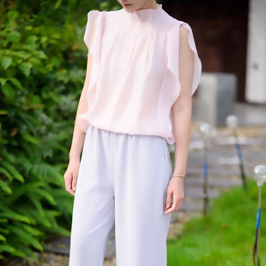 珠光粉天丝花瓣上衣+香芋紫垂垂裤｜清凉舒适，美得像天仙！ 商品图1