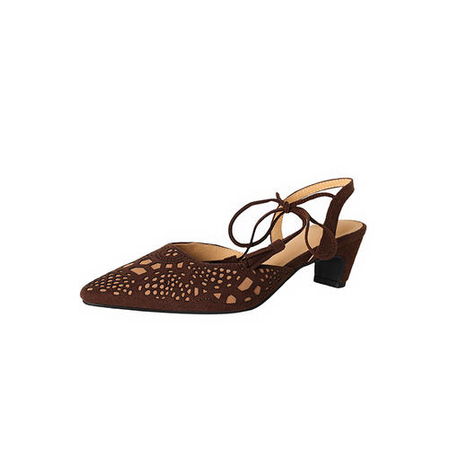 【预售5天】法式包头凉鞋女夏2025新款镂空粗跟晚晚鞋尖头系带玛丽珍鞋高跟鞋M9567-9 商品图4