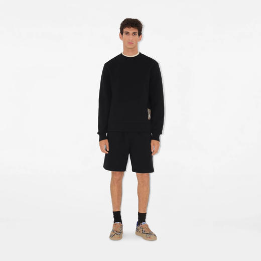 BURBERRY 巴宝莉 男士马术骑士格纹标签棉质休闲短裤 黑色 8101890 A1189 商品图2