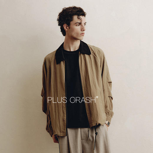 PLUS CRASH美式复古外套春秋新款拼色高级感工装C3翻领宽松夹克 商品图1