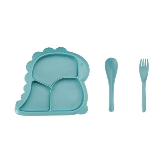 【营养搭配均衡，分格设计美食不串味~】婴幼儿三格分隔盘分格餐盘  卡通恐龙餐盘 儿童餐具饭碗组合套装-QQ 商品图11