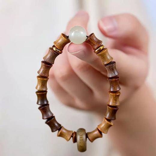 【绿檀木竹节夜光珠手串】节节高升新中式绿檀木竹节手串文玩男女新款佛珠 商品图2