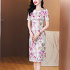 AHM qwfs7731时尚印花圆领连衣裙气质优雅短袖修身裙 商品缩略图1