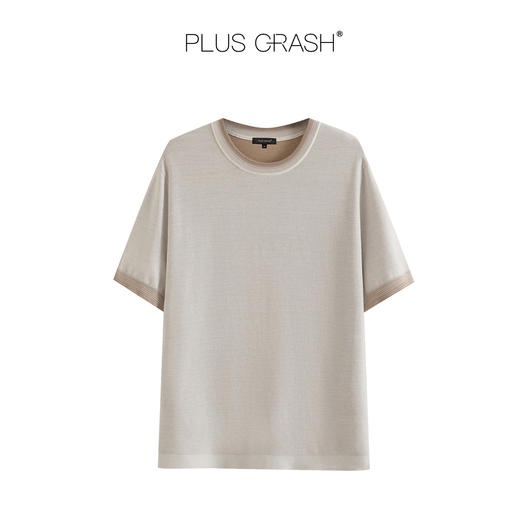 PLUS CRASH夏季老钱风拼色新触感绵羊毛花纱质轻盈软糯透气短T恤 商品图3