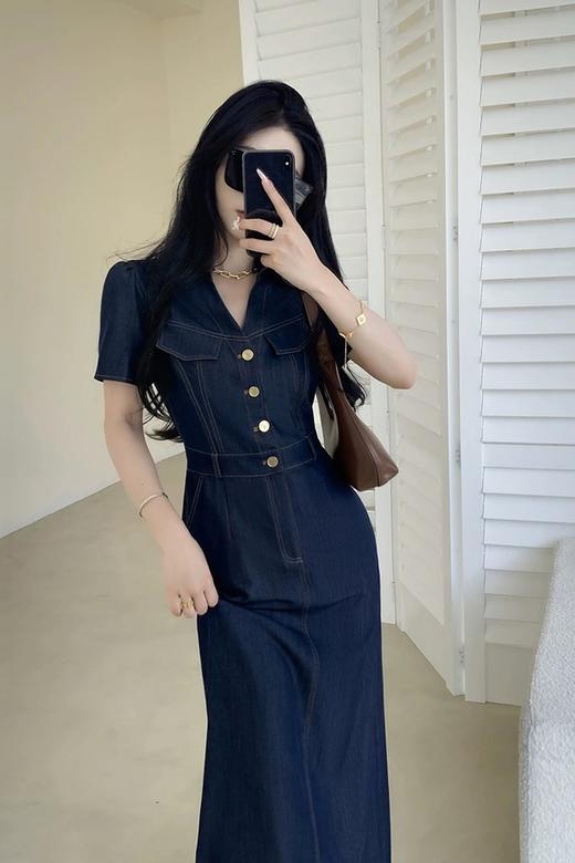 Le Malene 率性v领工装款牛仔连衣裙 20919 商品图4