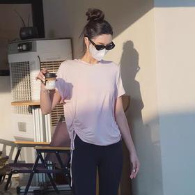 跃牌【周游世界系列】春夏新款瑜伽服女天丝桑蚕丝复古上衣弹力运动休闲短袖T恤TP0866