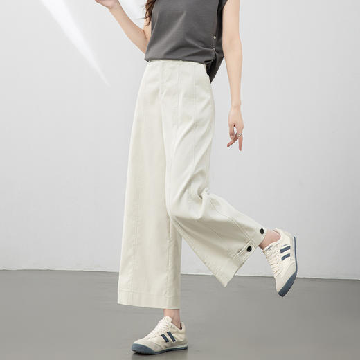 「自」全新升级【铂金会员220/天猫289/差价69】(75957)洛诗琳设计感窄版阔腿裤2025夏季新款宽松显瘦百搭直筒裤女75957 商品图0