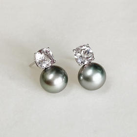 BY EVITA系列 18K镶摩根石和大溪地珍珠 耳钉