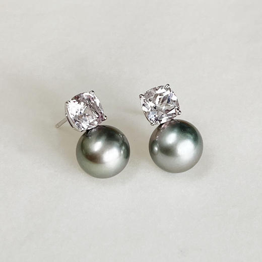 BY EVITA系列 18K镶摩根石和大溪地珍珠 耳钉 商品图0