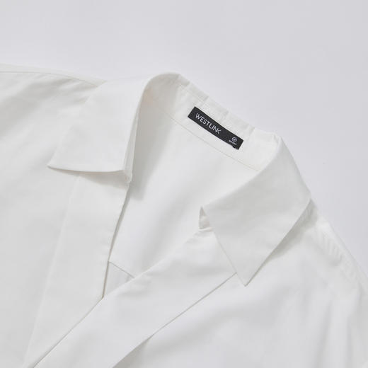 气质V领通勤白衬衫女夏季斜门襟设计感百搭显瘦短袖衬衣V0850322 商品图5