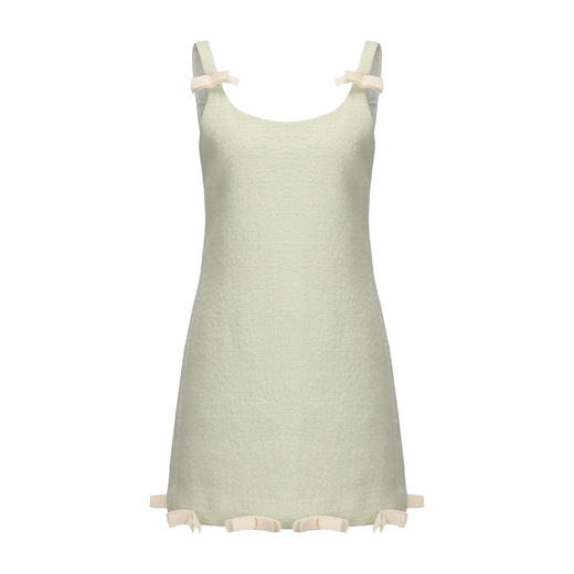 【绿野信使】书页蝴蝶结拼接绵羊毛A字吊带连衣裙 商品图4