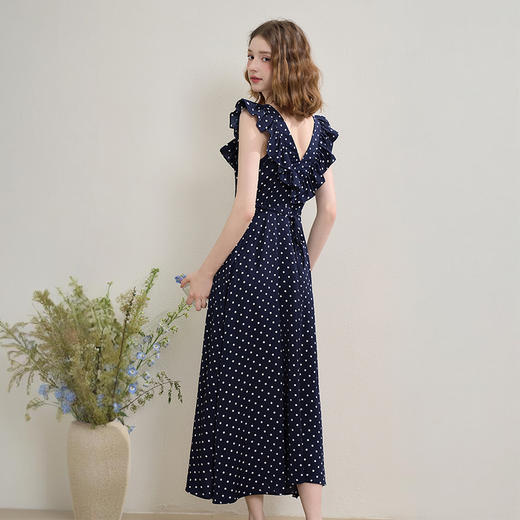 法式浪漫拼接荷叶边飞飞袖连衣裙女夏季两穿收腰显瘦长裙H0051023 商品图4