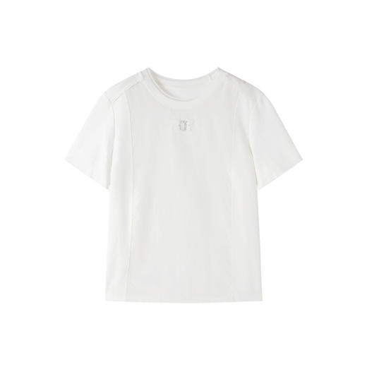 谜底白T恤短袖女2025秋季新品休闲百搭蜜蜂刺绣简约上衣253MT1157 商品图4