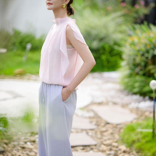 珠光粉天丝花瓣上衣+香芋紫垂垂裤｜清凉舒适，美得像天仙！ 商品图10