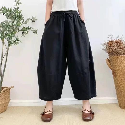 【YW】无忧购“清仓大促”百搭宽松大码高腰休闲阔腿水洗棉麻灯笼裤A019（截单后3-5天发货) 商品图2