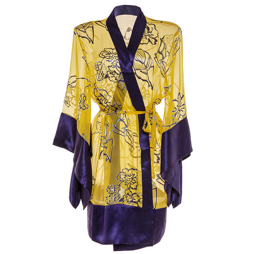 烂花绡轻盈微透重典雅中款真丝睡袍 P241113 商品图5