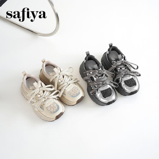 Safiya/索菲娅2025时尚珍珠网面透气增高厚底运动休闲老爹鞋SFD3112125 商品图6