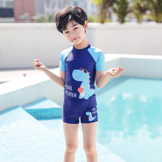 儿童泳衣男童泳裤小童中大童分体游泳衣男孩宝宝可爱时尚游泳套装 商品图2