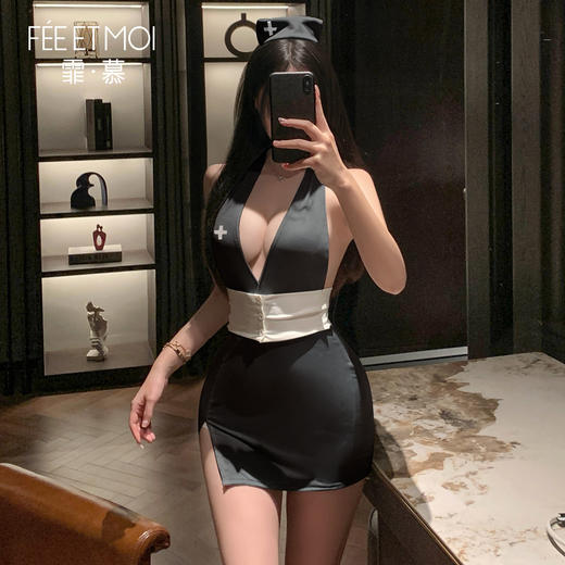 【情趣内衣】霏慕 私人护士深V露沟连衣裙ZY66 商品图7