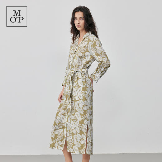 Marc O'Polo/MOP 2025夏季新款树叶纹印花衬衫领束腰长袖连衣裙女 商品图2