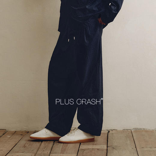 PLUS CRASH夏季松弛感老钱风百搭复古中式垂感抽绳直筒休闲长裤 商品图0