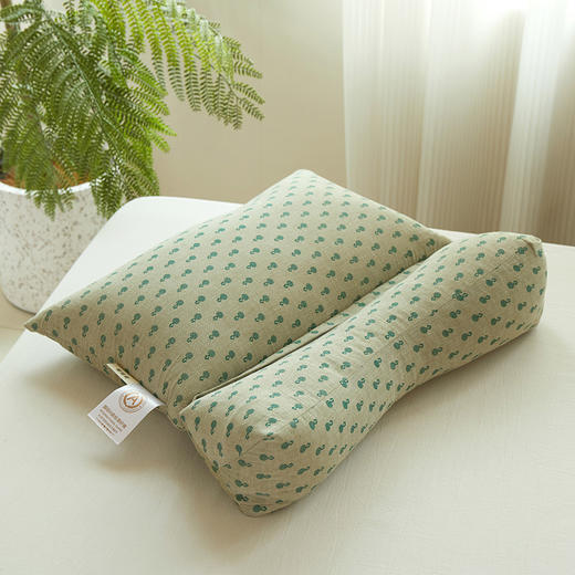 五星睡眠 健康护颈~【多彩全棉荞麦牵引枕】中间可拆卸 100全棉双层纱 天然荞麦填充 护颈助眠 贴合头肩稳定支撑  枕套可拆洗 商品图4