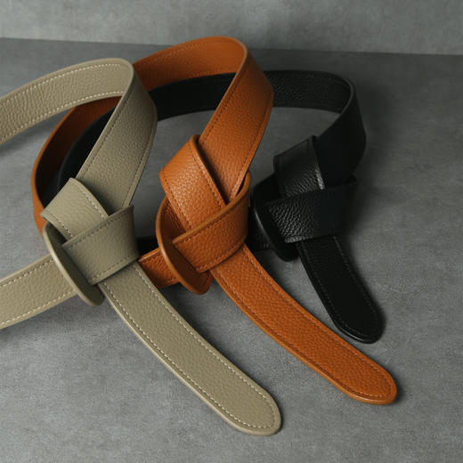 源头厂家！2025小众女士腰带打结双面牛皮自由扣腰封百搭显瘦束腰皮带！ 商品图3