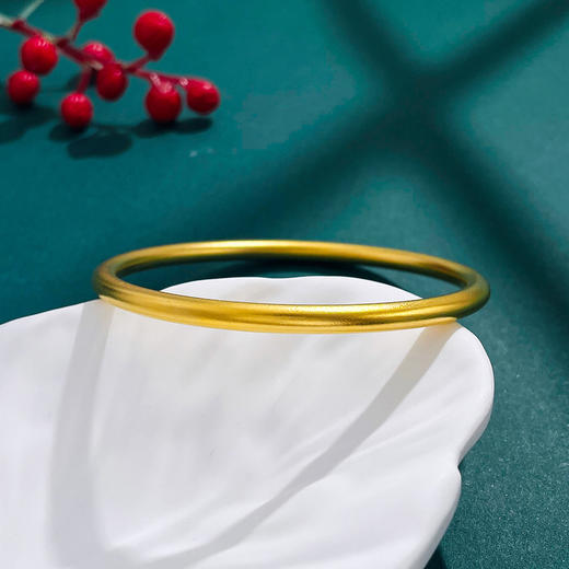【限时克减150元】足金999.9 #超轻 古法超轻空心固口福字圆管素圈手镯（面宽约3.7-4.1mm，厚约3.9mm)(ANWGFSZ00776)预售产品下单后不退款不退货不换货不补差价 商品图1