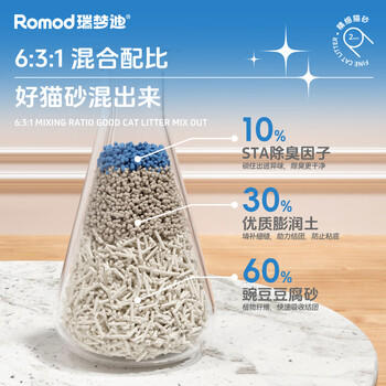 瑞梦迪 除臭豆腐混合猫砂2.5kg*5包高效结团低尘吸水可冲厕所猫沙 商品图3