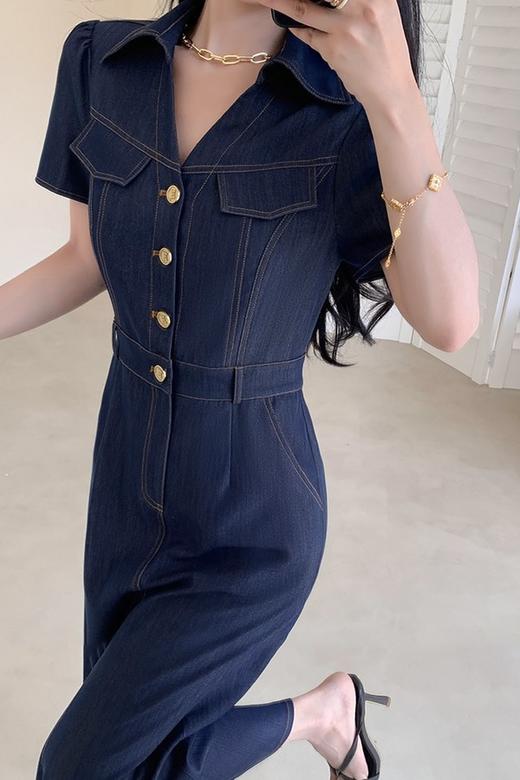 Le Malene 率性v领工装款牛仔连衣裙 20919 商品图2