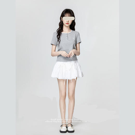 裁缝学苑AH29新款褶皱收腰短袖T恤纸样女装半开圆领正肩体恤 商品图5