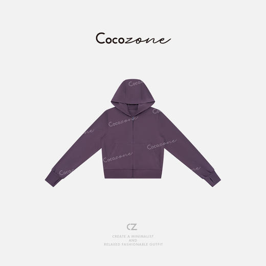 COCO ZONE 刘一一 “酱紫卫衣”连帽拉链纯色简约外套 CD2A1482 商品图0