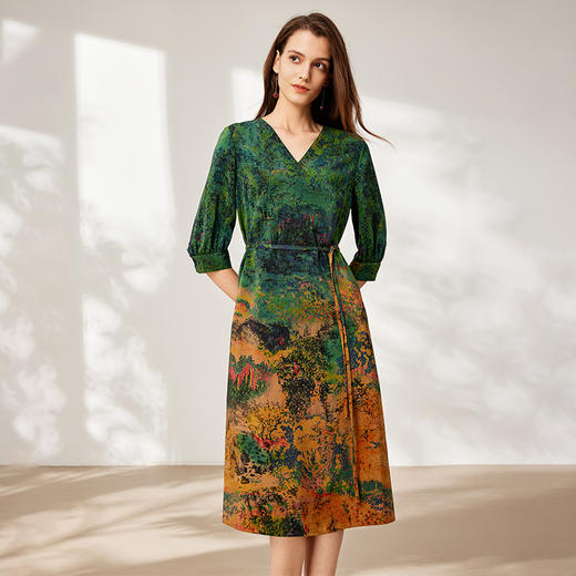 TANGY Collection天意2025秋季新品商场同款女印花连衣裙L253809 商品图1