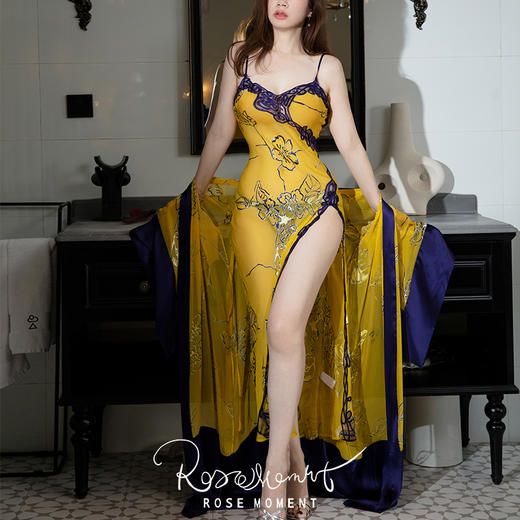 烂花绡侧开叉轻盈微透真丝长裙 DD542 商品图0