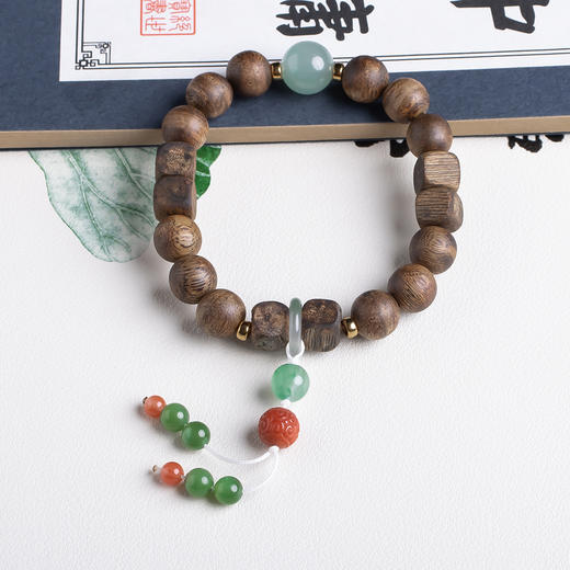 xy0427沉香+非洲翠南红回纹珠手串 商品图3