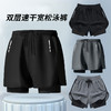 爆款双层泳裤男士运动裤宽松防尴尬平角游泳裤速干高弹温泉游泳裤 商品缩略图0