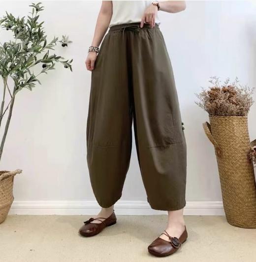【YW】无忧购“清仓大促”百搭宽松大码高腰休闲阔腿水洗棉麻灯笼裤A019（截单后3-5天发货) 商品图7