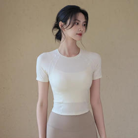 跃牌【周游世界系列】春夏新款瑜伽服女轻薄高弹透气短款晓星氨纶运动短袖T恤TP0882