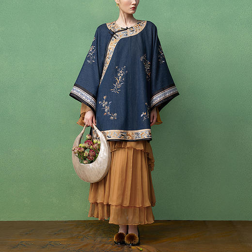 【林栖设计小店】【现货 】天丝牛仔外套氅衣新中式2025早秋新款上衣女1953113 商品图12