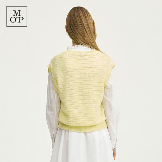 Marc O'Polo/MOP春季新款气质V领镂空时尚羊毛衫撞色针织衫背心女 商品图3