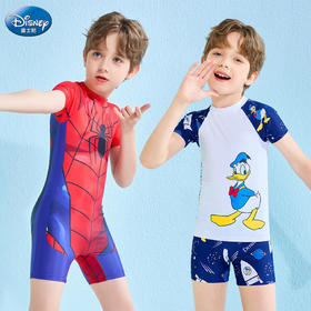 儿童泳衣男孩夏新款迪士尼系列蜘蛛侠连体游泳衣中大童游泳衣批发