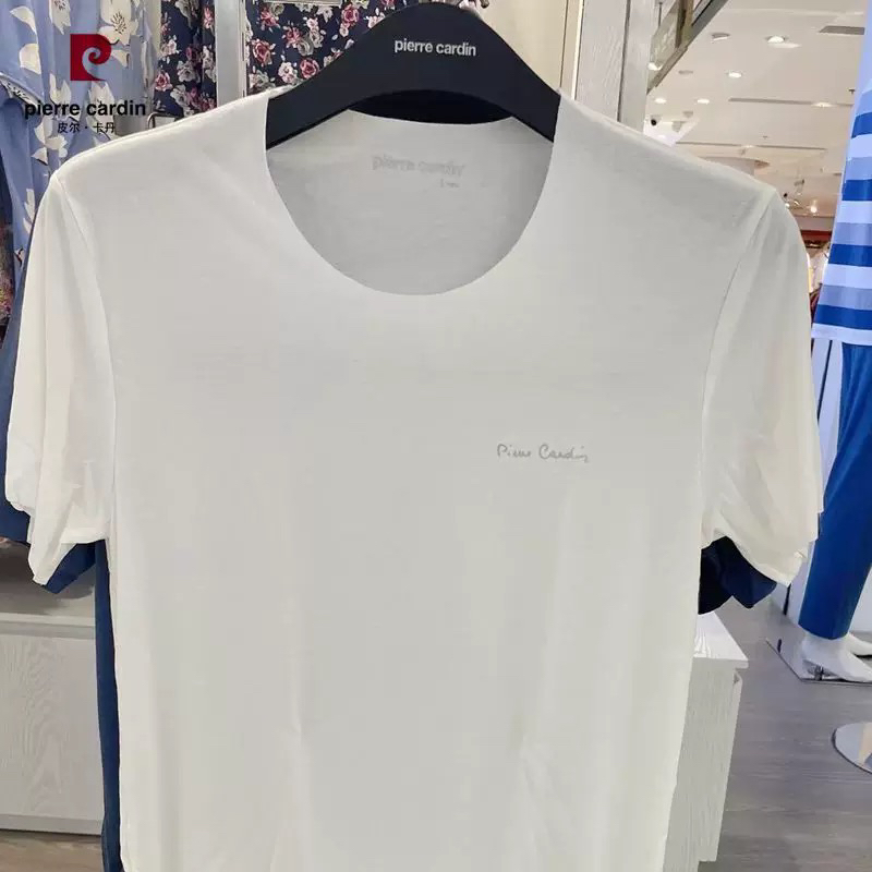 皮尔卡丹男士弹力莫代尔无痕圆领打底短袖衫PC55217