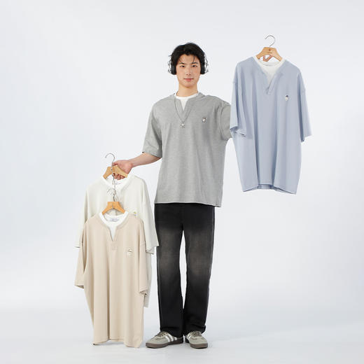 男装DT23糯米双面上衣基础假两件短袖T恤纪念日百货门店同款 163095681 商品图3