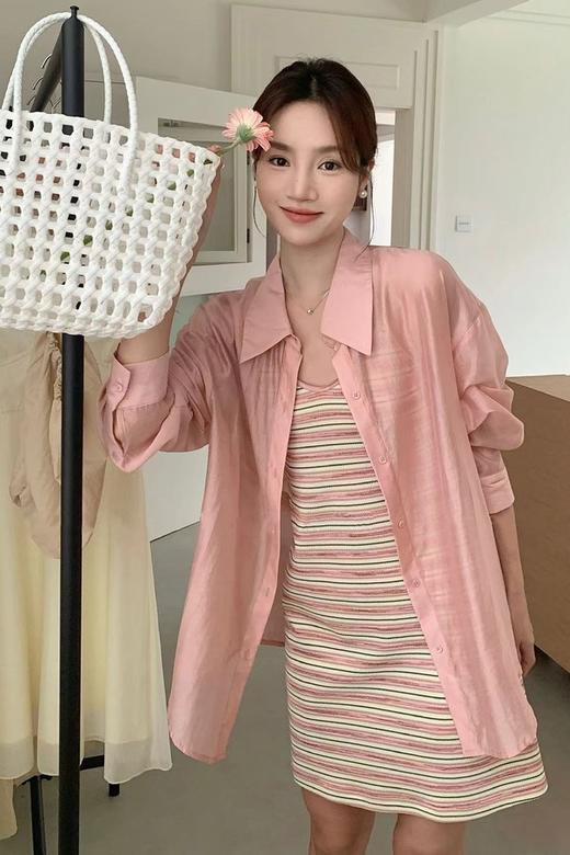 SUMMER & SAGE 粉色条纹吊带防晒套装 20908 商品图4